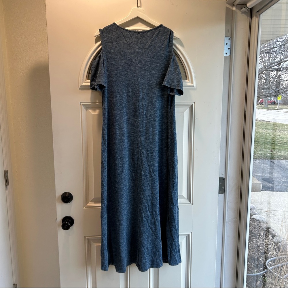 Soft Surroundings Blue Dress Cold Shoulder Cotton Size XL Maxi Length - Picture 2 of 6